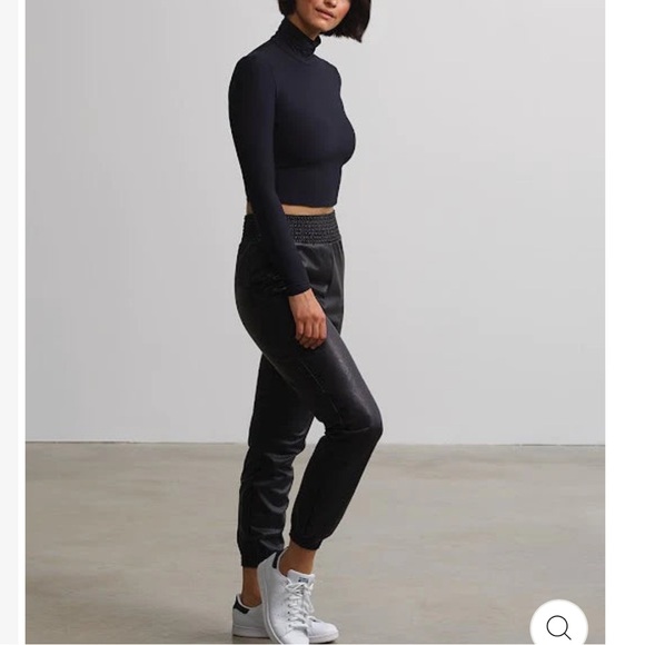 Commando Faux Leather Smocked Waist Joggers - Picture 2 of 10